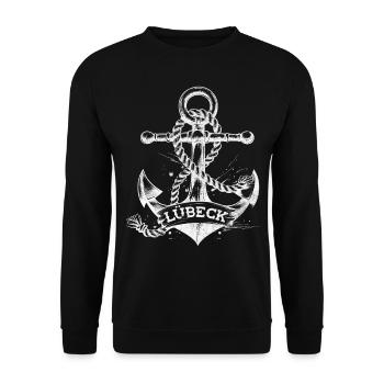 Lübeck Anchor - Unisex Sweatshirt - black - Front - Alina (178cm) & Michal (187cm)
