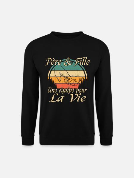 Papa Weihnachtsmann Geschenk Vater und Tochter - Unisex Pullover - Schwarz