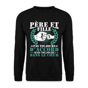 Père et Fille Cadeau Fete des Pères Vintage Humour - Sweat-shirt Unisexe - noir - Devant - Alina (178cm) & Michal (187cm)