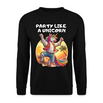 PARTY LIKE A UNICORN. Fun, Fun, Happy, Happiness, - Unisex Sweatshirt - black - Front - Alina (178cm) & Michal (187cm)