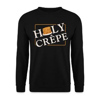 Pancake Lover Kids Pun Holy Crepe - Unisex Sweatshirt - black - Front - Alina (178cm) & Michal (187cm)