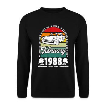 Anniversaire février 1988, Vintage février 1988. - Sweat-shirt Unisexe - noir - Devant - Alina (178cm) & Michal (187cm)