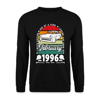 Birthday February 1996, Vintage February 1996. - Unisex Sweatshirt - black - Front - Alina (178cm) & Michal (187cm)
