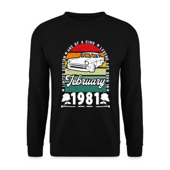 Birthday February 1981, Vintage February 1981. - Unisex Sweatshirt - black - Front - Alina (178cm) & Michal (187cm)