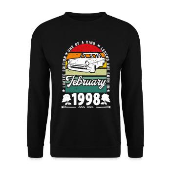 Anniversaire février 1998, Vintage février 1998. - Sweat-shirt Unisexe - noir - Devant - Alina (178cm) & Michal (187cm)