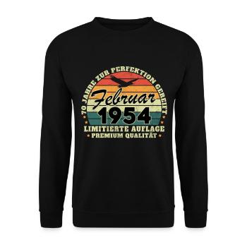 Vintage Anniversaire Né en Février 1954 - Sweat-shirt Unisexe - noir - Devant - Alina (178cm) & Michal (187cm)