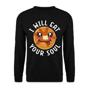 Pancake Lover Kids I Will Eat Your - Unisex Sweatshirt - black - Front - Alina (178cm) & Michal (187cm)