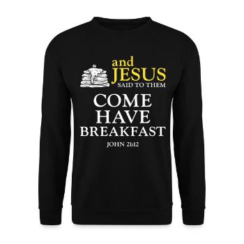 Citation biblique pour enfants amoureux des crêpes - Sweat-shirt Unisexe - noir - Devant - Alina (178cm) & Michal (187cm)
