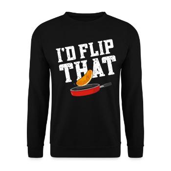 Pancake Lover Kids Pun I'd Flip - Unisex Sweatshirt - black - Front - Alina (178cm) & Michal (187cm)