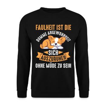 Chien, grognement matinal, paresse, frisson, paresseux, sieste tardive - Sweat-shirt Unisexe - noir - Devant - Alina (178cm) & Michal (187cm)