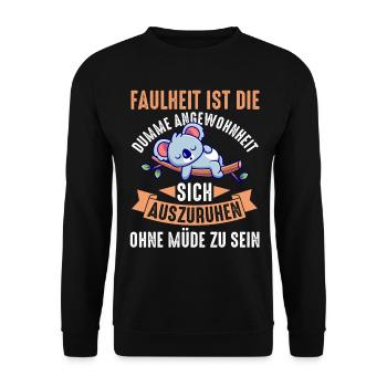 Koala Morgenmuffel Faulheit Chillen Faul Langschlä - Unisex Pullover - Schwarz - Vorne - Alina (178cm) & Michal (187cm)