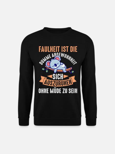 Koala Morgenmuffel Faulheit Chillen Faul Langschlä - Unisex Pullover - Schwarz