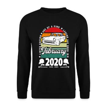 Anniversaire février 2020, Vintage février 2020. - Sweat-shirt Unisexe - noir - Devant - Alina (178cm) & Michal (187cm)