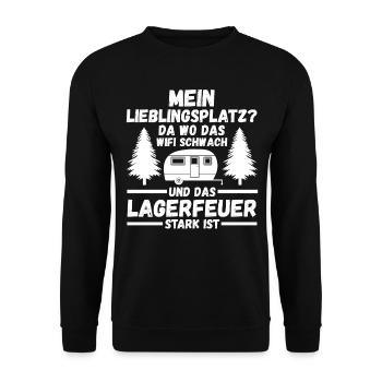 Camper Caravan Motorhome Camping Camping - Unisex Sweatshirt - black - Front - Alina (178cm) & Michal (187cm)