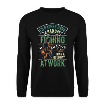 Funny Fishing Angler Saying - Unisex Sweatshirt - black - Front - Alina (178cm) & Michal (187cm)