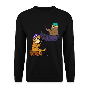 Sloths Angler Fishing Fish Fishing Rod Boat Child - Unisex Sweatshirt - black - Front - Alina (178cm) & Michal (187cm)