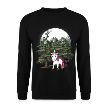 Einhorn Waldbewohner Fabel Fabeltiere Wald Natur - Unisex Pullover - Schwarz - Vorne - Alina (178cm) & Michal (187cm)