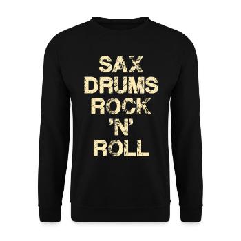 Saxophon Schlagzeug Rock 'n' Roll - Unisex Pullover - Schwarz - Vorne - Alina (178cm) & Michal (187cm)