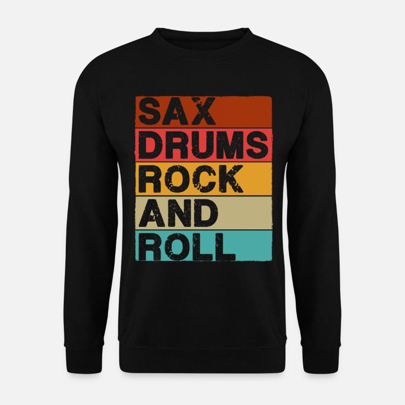 Saxophone Batterie Rock And Roll - Sweat-shirt Unisexe - noir