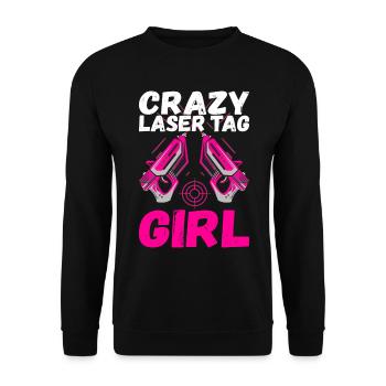 Laser Tag Birthday Laser Tag Player - Unisex Sweatshirt - black - Front - Alina (178cm) & Michal (187cm)