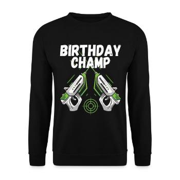 Laser Tag Birthday Laser Tag Player - Unisex Sweatshirt - black - Front - Alina (178cm) & Michal (187cm)