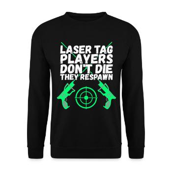 Laser Tag Birthday Laser Tag Player - Unisex Sweatshirt - black - Front - Alina (178cm) & Michal (187cm)
