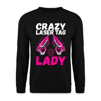 Laser Tag Birthday Laser Tag Player - Unisex Sweatshirt - black - Front - Alina (178cm) & Michal (187cm)