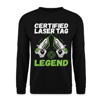 Laser Tag Birthday Laser Tag Player - Unisex Sweatshirt - black - Front - Alina (178cm) & Michal (187cm)