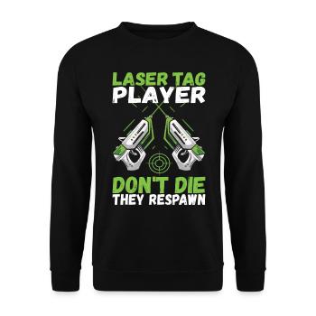 Laser Tag Birthday Laser Tag Player - Unisex Sweatshirt - black - Front - Alina (178cm) & Michal (187cm)