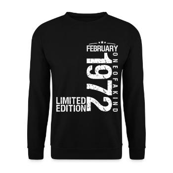 Février 1972 Février anniversaire January 1972 - Sweat-shirt Unisexe - noir - Devant - Alina (178cm) & Michal (187cm)