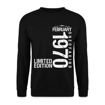 Février 1970 Février anniversaire Février 1970 - Sweat-shirt Unisexe - noir - Devant - Alina (178cm) & Michal (187cm)