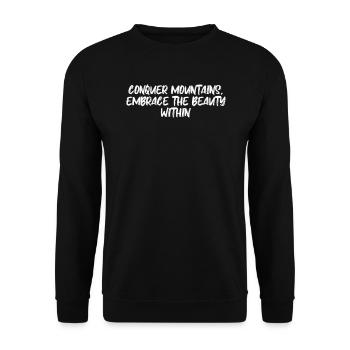 Wandern - Conquer mountains, embrace the beauty - Unisex Pullover - Schwarz - Vorne - Alina (178cm) & Michal (187cm)