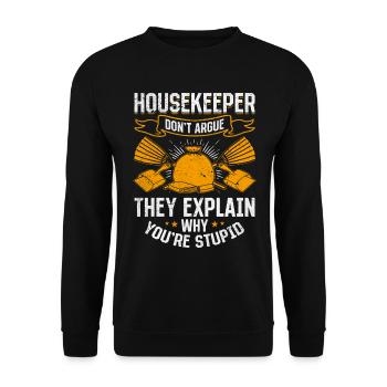 House Keeper House Cleaning House Cleaner - Housek - Unisex Pullover - Schwarz - Vorne - Alina (178cm) & Michal (187cm)