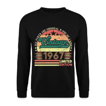Retro 1967 Geburtstagsgeschenk. Jahrgang 1967. - Unisex Pullover - Schwarz - Vorne - Alina (178cm) & Michal (187cm)