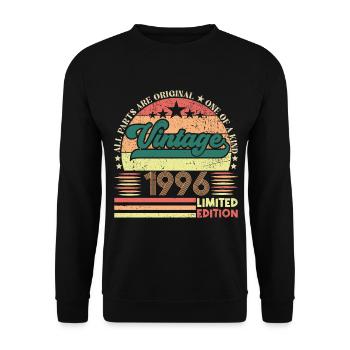 Cadeau d’anniversaire Retro 1996. Vintage 1996. - Sweat-shirt Unisexe - noir - Devant - Alina (178cm) & Michal (187cm)
