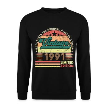 Cadeau d’anniversaire Retro 1991. Vintage 1991. - Sweat-shirt Unisexe - noir - Devant - Alina (178cm) & Michal (187cm)