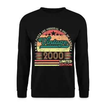 Cadeau d’anniversaire Retro 2000. Vintage 2000. - Sweat-shirt Unisexe - noir - Devant - Alina (178cm) & Michal (187cm)