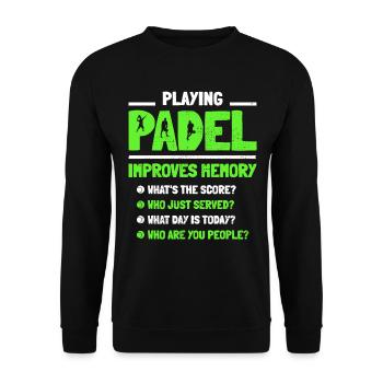 Playing Padel Improves Memory Paddle Tennis - Unisex Sweatshirt - black - Front - Alina (178cm) & Michal (187cm)