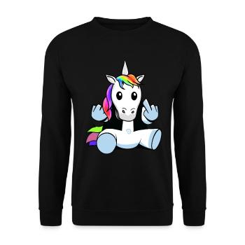 Fabelwesen Fabel Einhorn Jugendliche Jugendlicher - Unisex Pullover - Schwarz - Vorne - Alina (178cm) & Michal (187cm)
