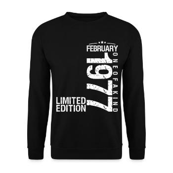 Février 1977 Février anniversaire January 1977 - Sweat-shirt Unisexe - noir - Devant - Alina (178cm) & Michal (187cm)