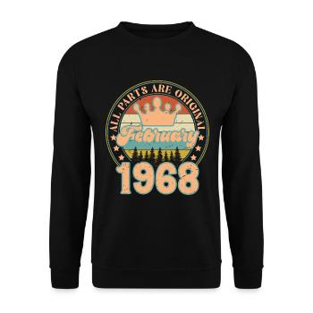 Février 1968. Cadeau d’anniversaire février 1968. - Sweat-shirt Unisexe - noir - Devant - Alina (178cm) & Michal (187cm)
