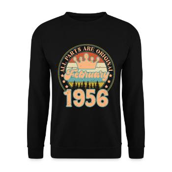 Février 1956. Cadeau d’anniversaire février 1956. - Sweat-shirt Unisexe - noir - Devant - Alina (178cm) & Michal (187cm)