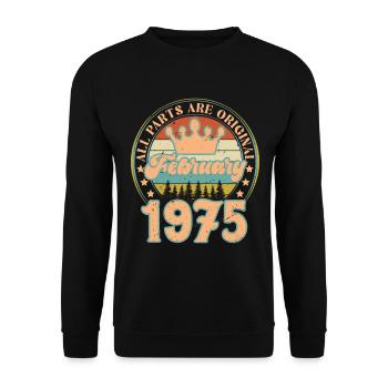 February 1975. February 1975 Birthday Gift. - Unisex Sweatshirt - black - Front - Alina (178cm) & Michal (187cm)