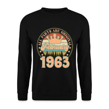 Février 1963. Cadeau d’anniversaire février 1963. - Sweat-shirt Unisexe - noir - Devant - Alina (178cm) & Michal (187cm)