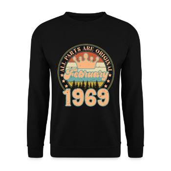 February 1969. February 1969 Birthday Gift. - Unisex Sweatshirt - black - Front - Alina (178cm) & Michal (187cm)