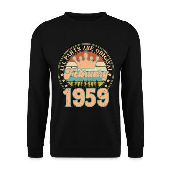 Février 1959. Cadeau d’anniversaire février 1959. - Sweat-shirt Unisexe - noir - Devant - Alina (178cm) & Michal (187cm)