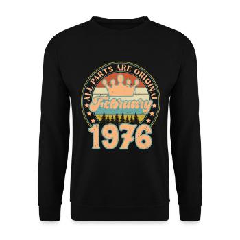 Février 1976. Cadeau d’anniversaire février 1976. - Sweat-shirt Unisexe - noir - Devant - Alina (178cm) & Michal (187cm)