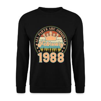 Février 1988. Cadeau d’anniversaire février 1988. - Sweat-shirt Unisexe - noir - Devant - Alina (178cm) & Michal (187cm)