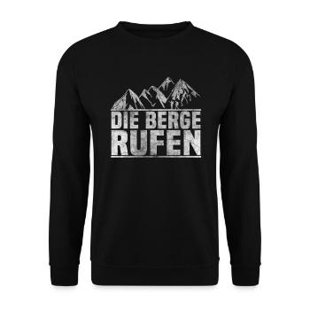 Die Berge rufen Bergsteiger - Unisex Pullover - Schwarz - Vorne - Alina (178cm) & Michal (187cm)