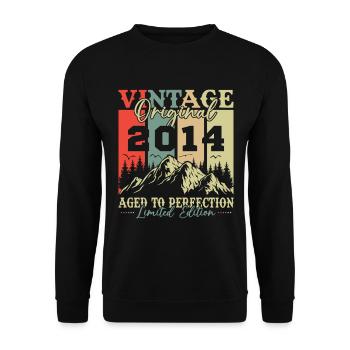 Original 2014 Jahrgang Geburtstag Geschenk - Unisex Pullover - Schwarz - Vorne - Alina (178cm) & Michal (187cm)